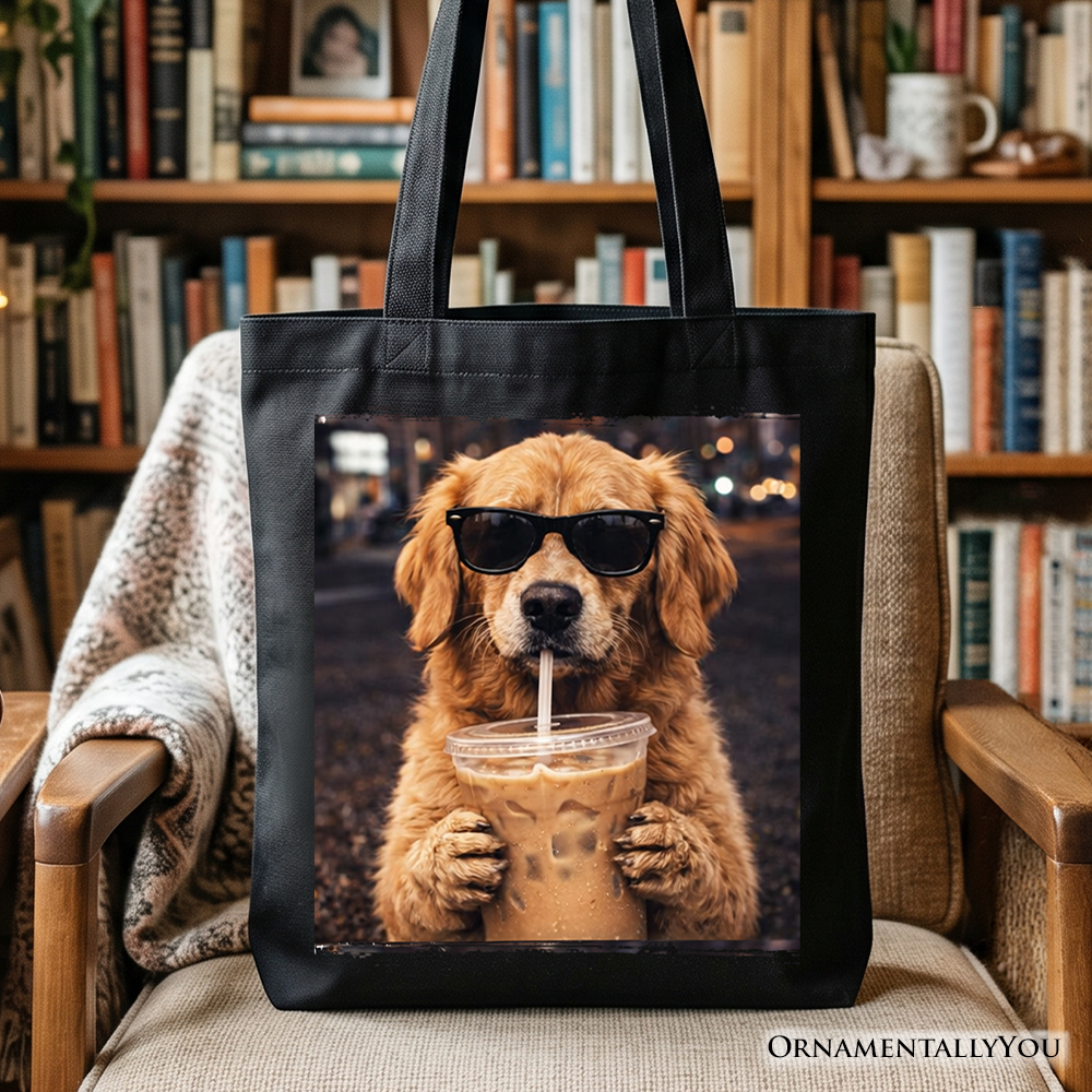 Golden Retriever Iced Coffee Tote Bag, Funny Dog Parents Gift Shopper