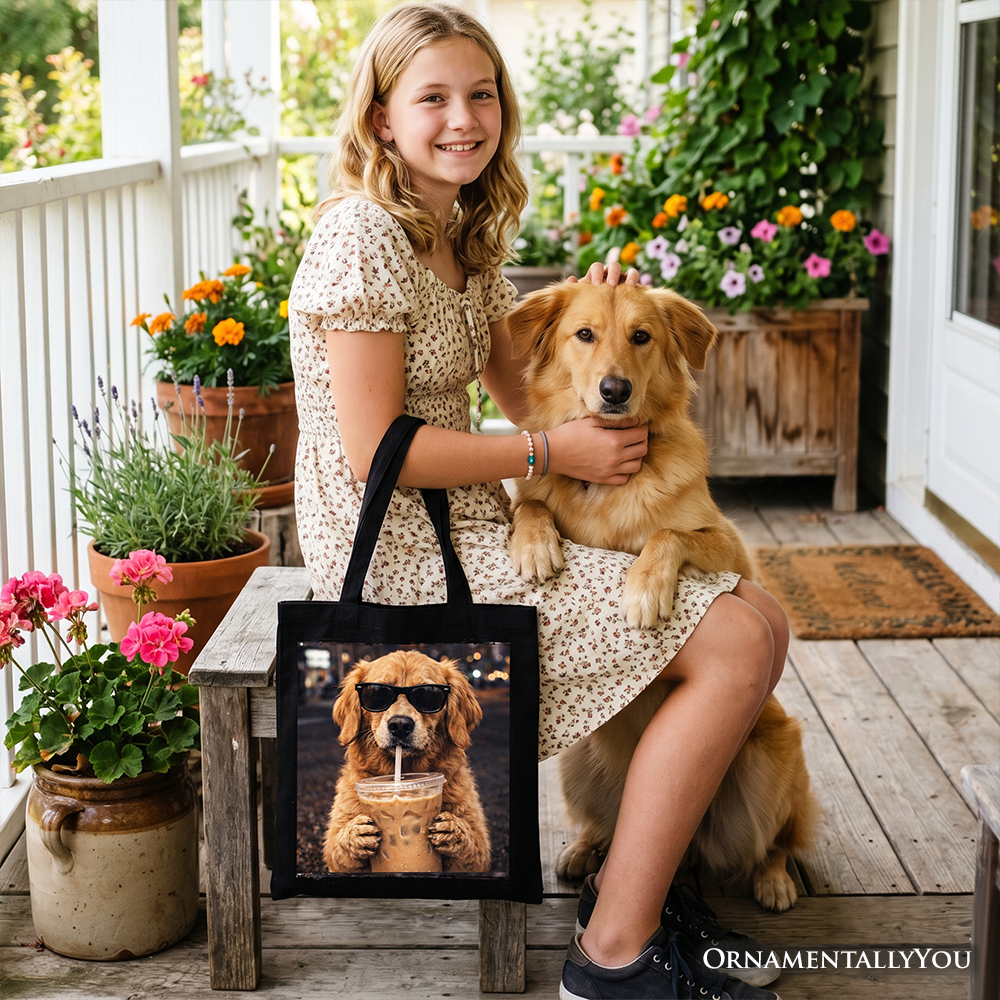 Golden Retriever Iced Coffee Tote Bag, Funny Dog Parents Gift Shopper