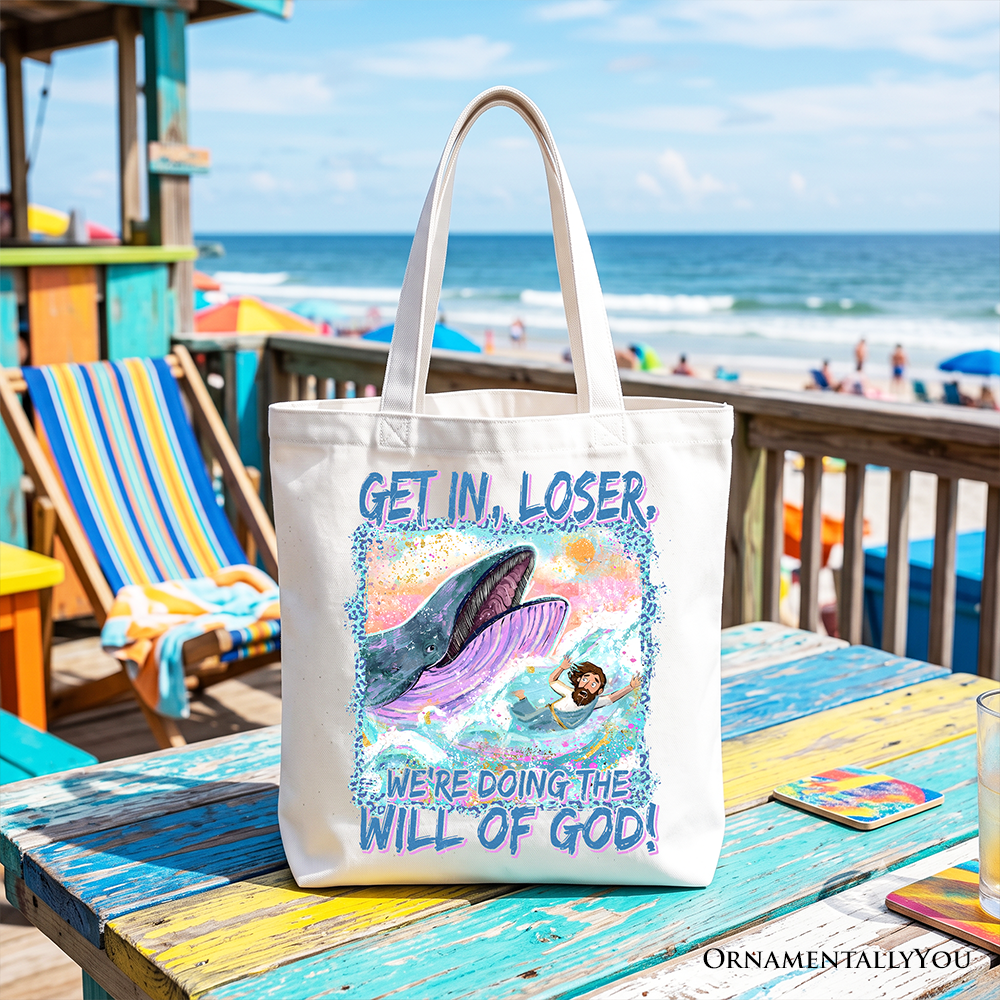 Jonah And The Whale Tote Bag, Doing The Will Of God Funny Christian Gift Shopper