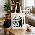 Coffee Black Cat Cute Tote Bag, I’m Doing Weird Funny Phrase Gift Shopper