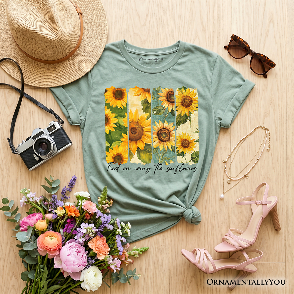 Find Me Among the Sunflowers Kids T-Shirt, Floral Tee for Youth Girls