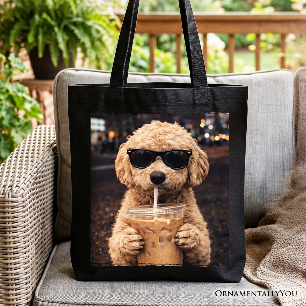 Poodle Iced Coffee Tote Bag, Funny Dog Parents Gift Shopper