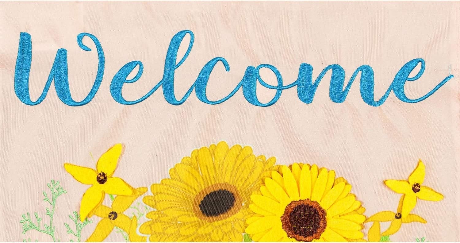 Forsythia & Daisies Watering Can Fall Garden Flag Applique