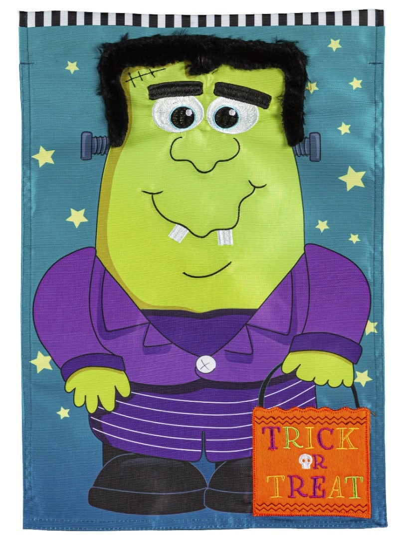 Franken Monster Friend Halloween Garden Flag 2 Sided Applique