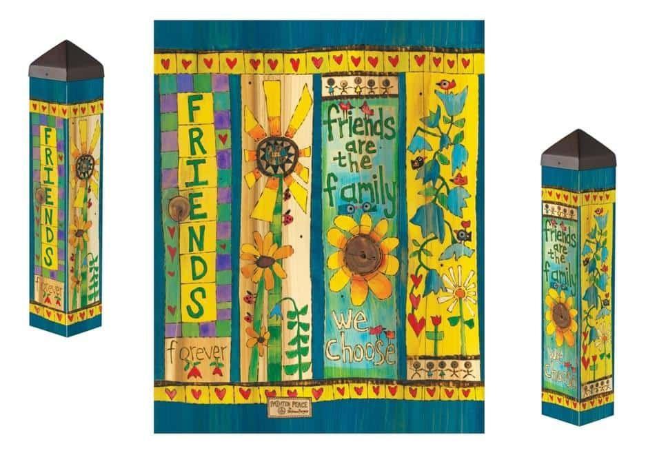 Friends Art Pole 20 Inches Tall Peace Forever
