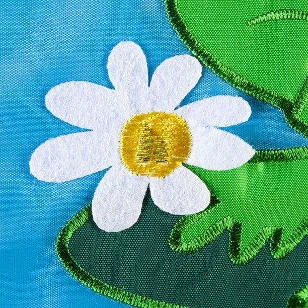 Frog and Mushroom Garden Flag 2 Sided Applique