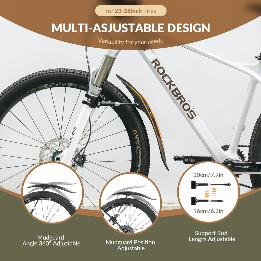 ROCKBROS Adjustable Bike Fender for 26"/27.5"/29" MTB Mud Guards