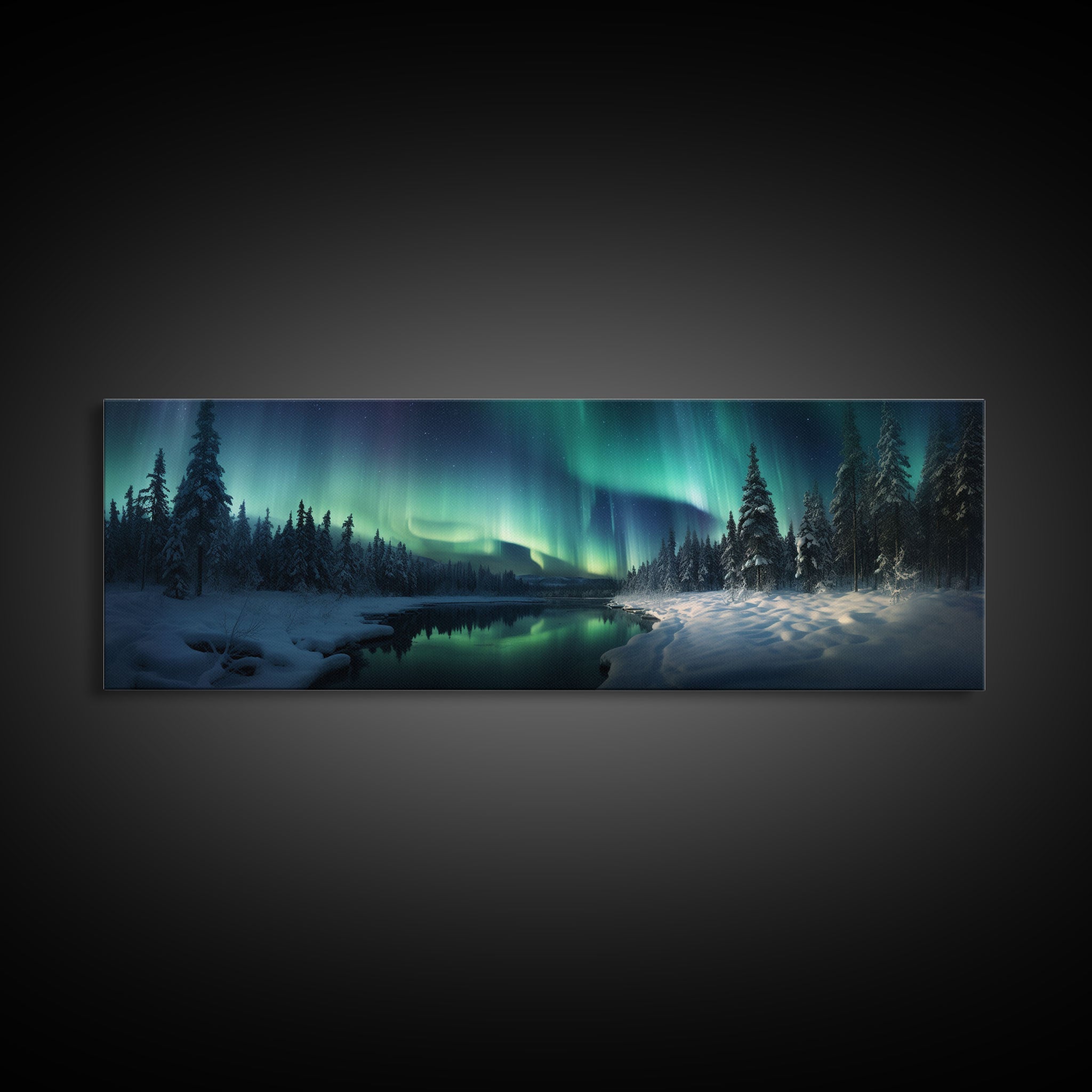 Northern lights canvas wall art Forest print Aurora Borealis Night Sky canvas Nature wall art Northern lights Landscape Framed Wall Art