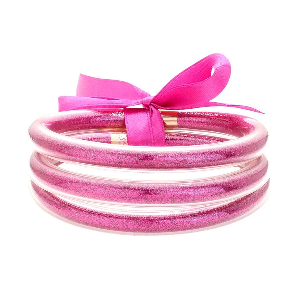 3PCS Glitter Jelly Tube Bangle Bracelet