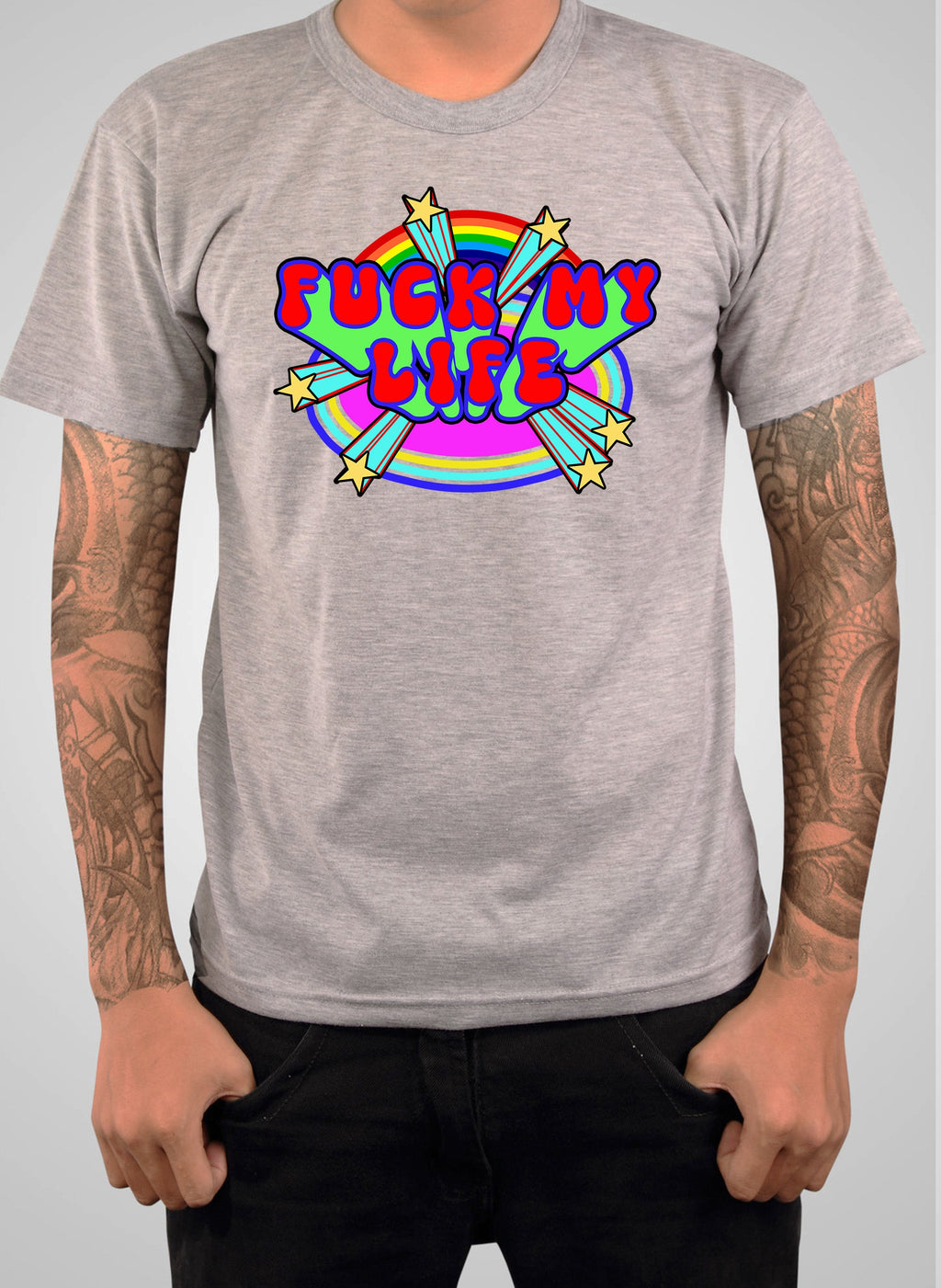 Fuck My Life Stars and Rainbow T-Shirt
