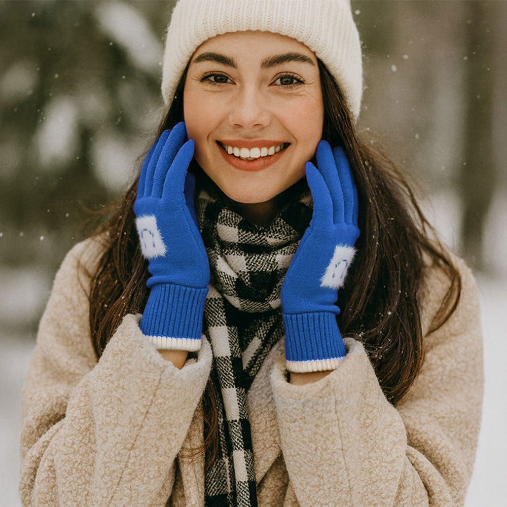 Square Smile Face Patch Contrast Trim Smart Touch Gloves