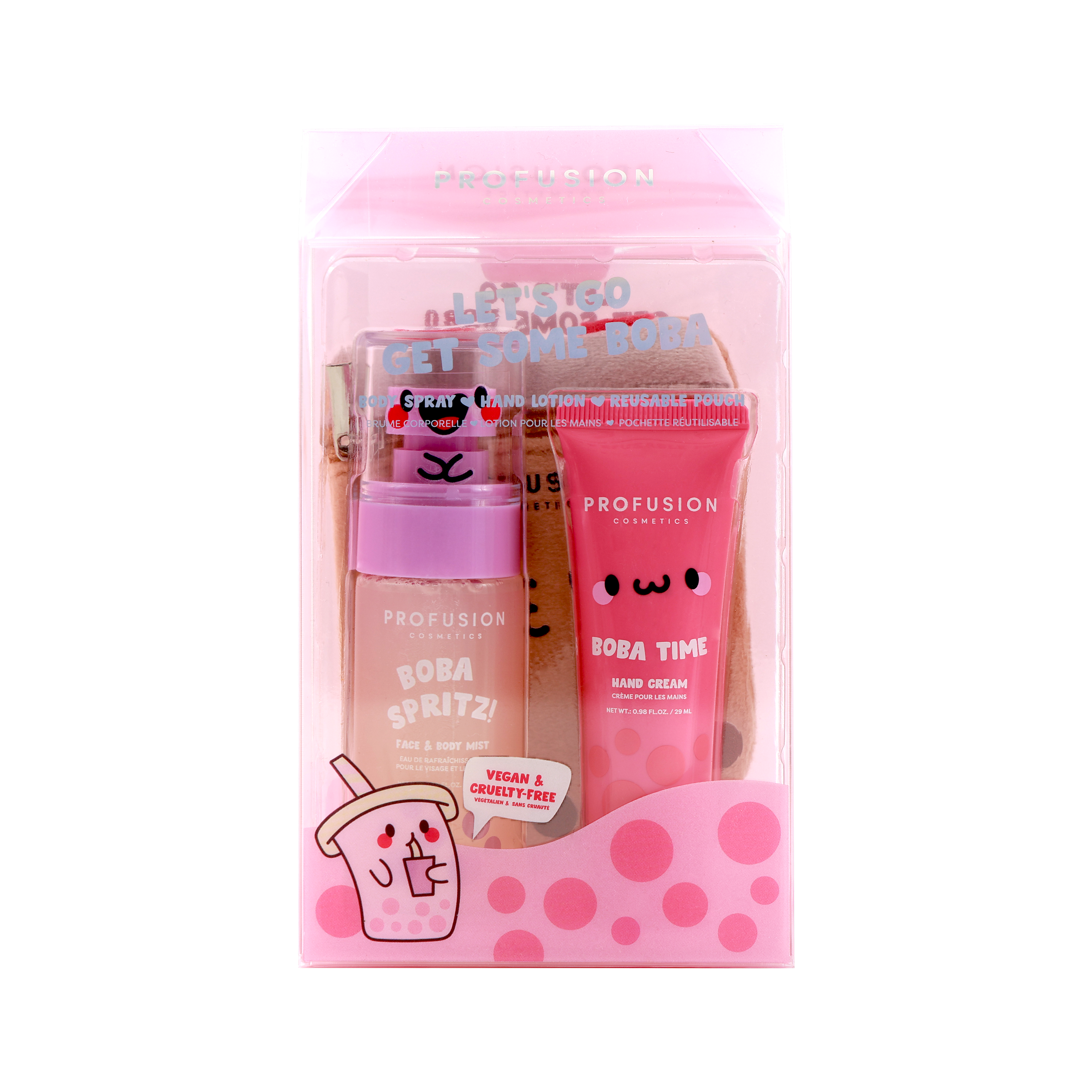 Let's Get Some Boba Body Spritz, Hand Lotion, and Reusable Pouch Set
