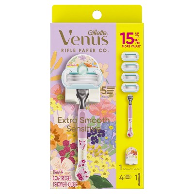 Rifle Paper Co. + Venus Women's Deluxe Smooth Sensitive Razor + 4 Refills - Imperfect Box
