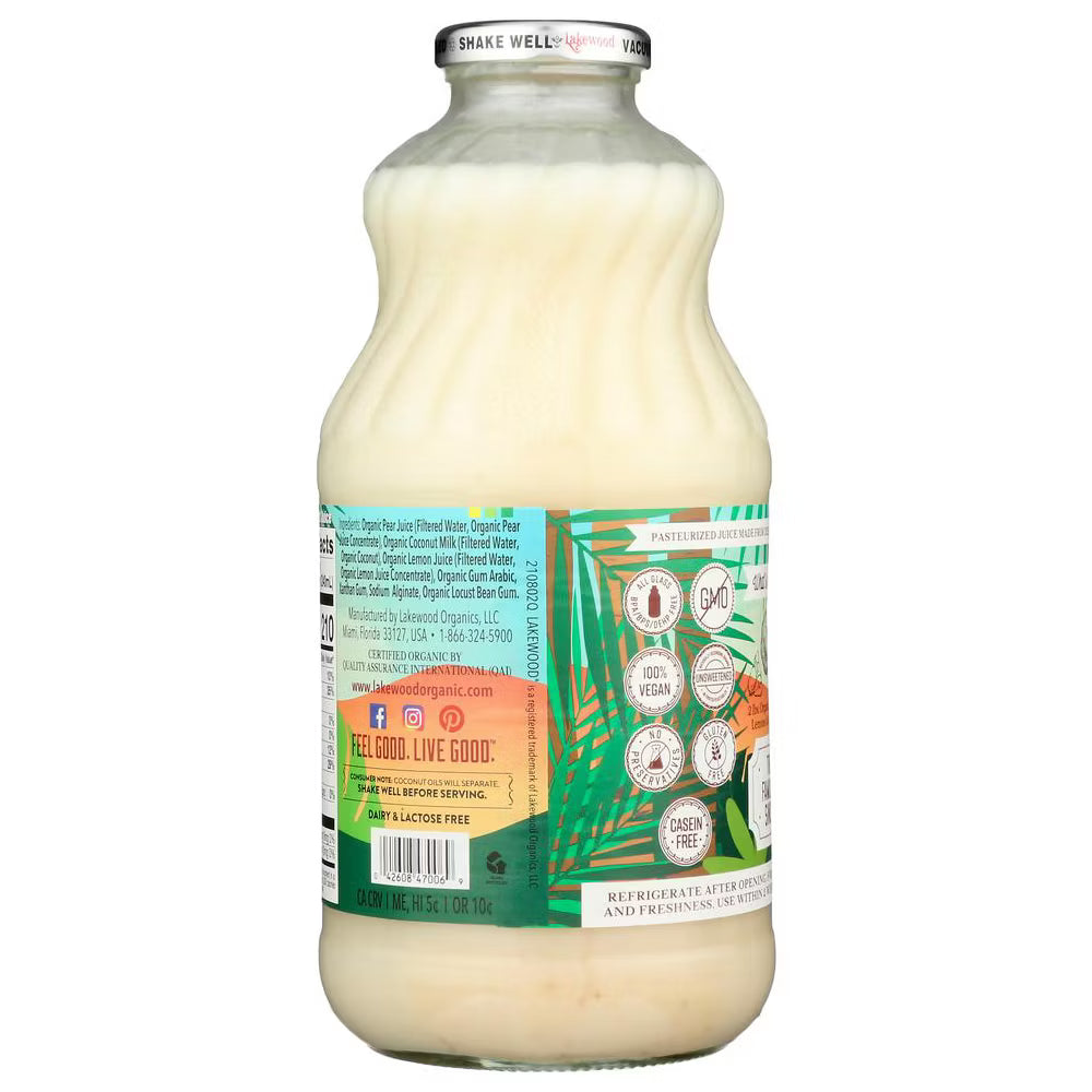 Lakewood Organic Coconut Water Blend, Non-Alcoholic Hydration Drink, Case of 6 (32 Fl. Oz. Ea.)