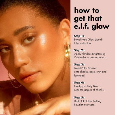 e.l.f. Halo Glow Liquid Filter Highlighter 5 Medium/Tan 1.06 fl oz - New