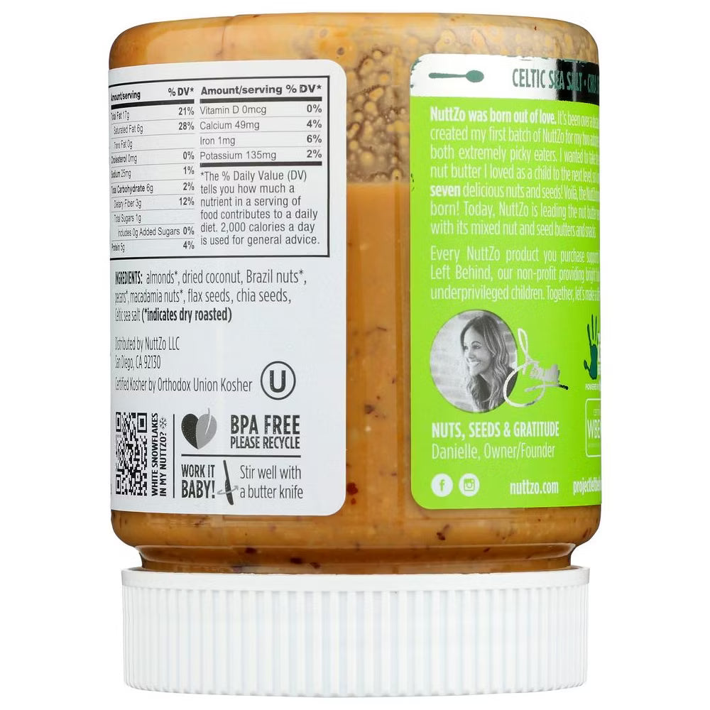 Nuttzo Nut & Seed Butter Keto, Low Carb, Unsweetened, 12 Oz. (Pack of 6)