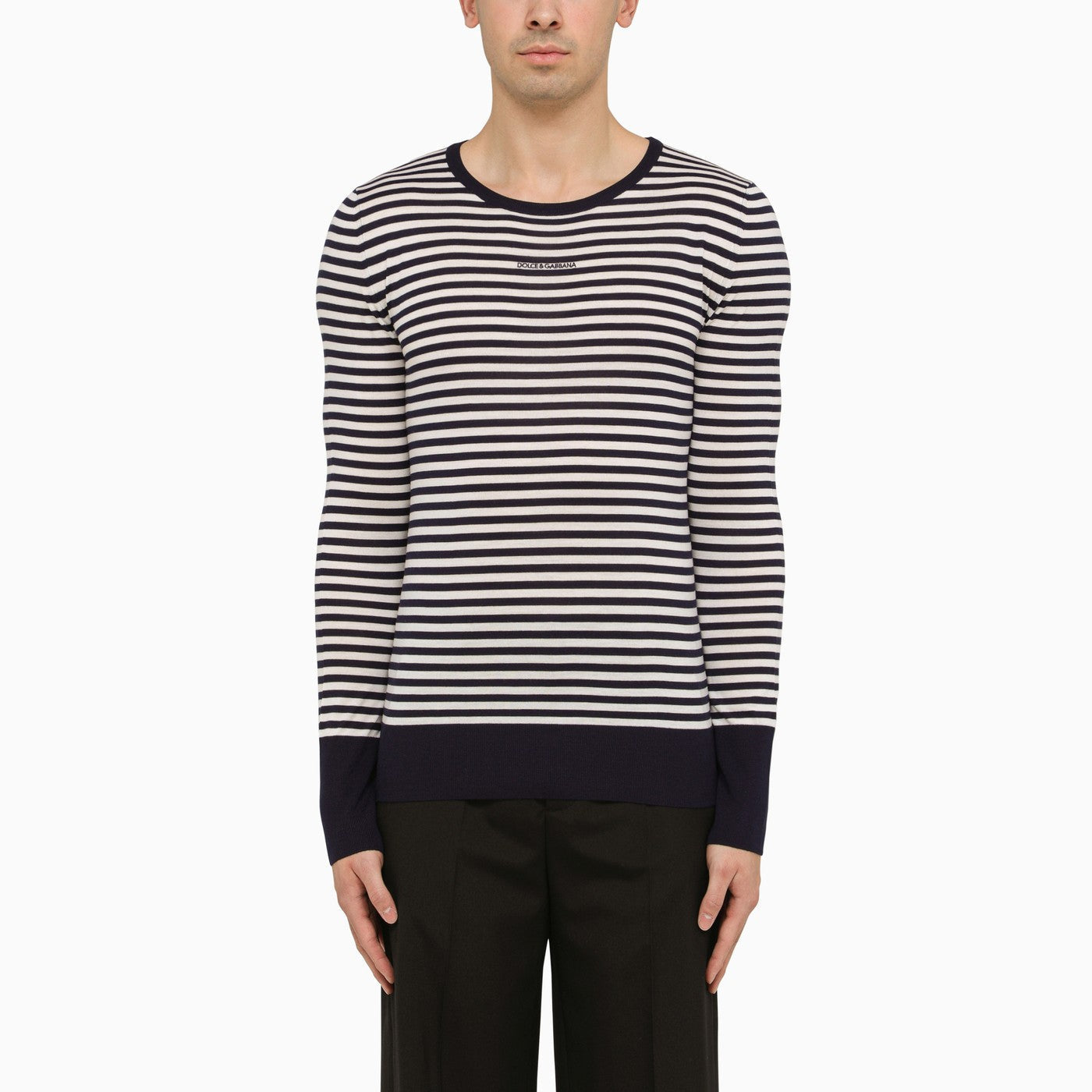 Dolce&Gabbana Black And White Striped Long Sleeved Jersey