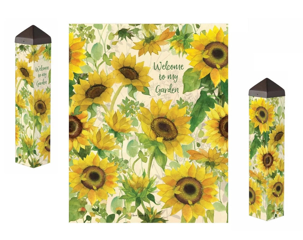 Gathering Sunflowers Art Pole 20 Inches Tall