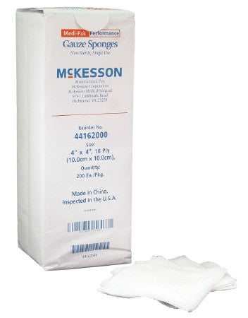 Medi-Pak™ Performance 100% 4" x 4" 16 ply Cotton Gauze Sponge - 44162000