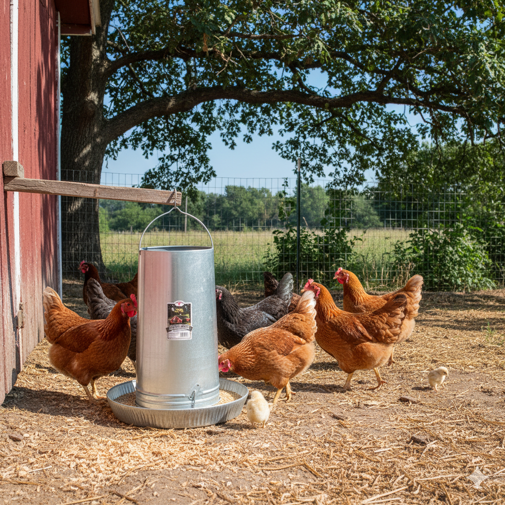 Little Giant 40-Pound Hanging Metal Poultry Feeder Outdoor Galvanized Steel