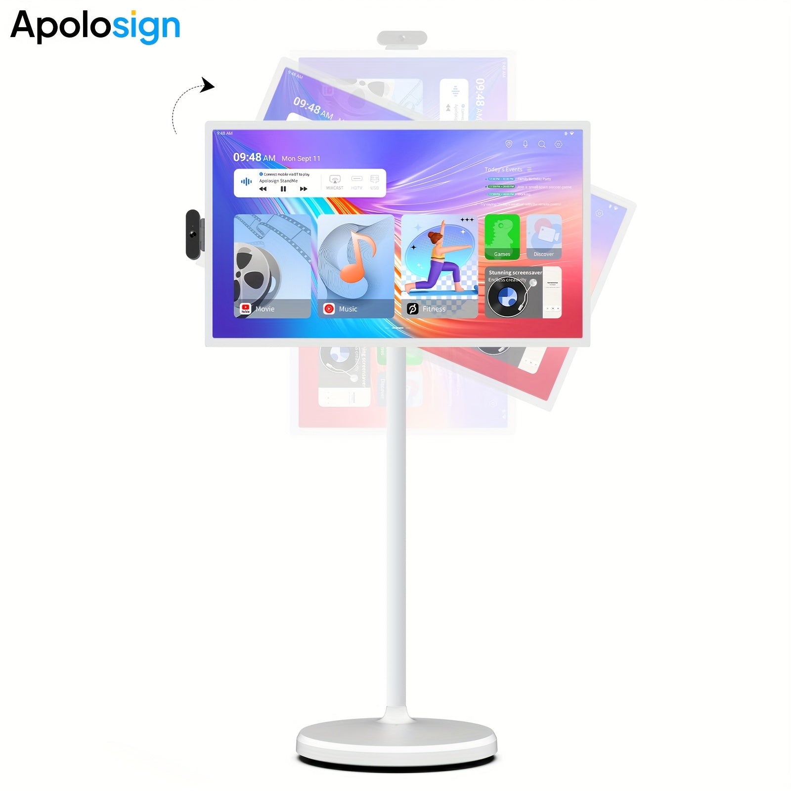 Generation Portable TV with 4K UHD/FHD Features a Rotatable Touchscreen And Wheels, Runs on Android 13, And Serves As Both a Gaming Monitor And a Tablet, Also Suitable for Digital Signage, Refurbished