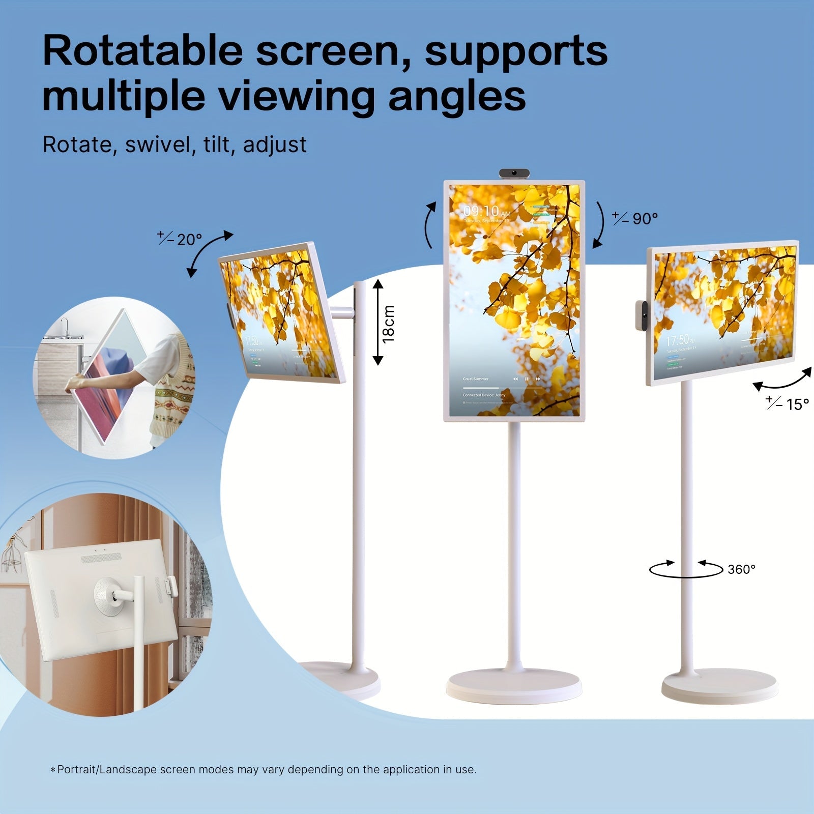 Generation Portable TV with 4K UHD/FHD Features a Rotatable Touchscreen And Wheels, Runs on Android 13, And Serves As Both a Gaming Monitor And a Tablet, Also Suitable for Digital Signage, Refurbished