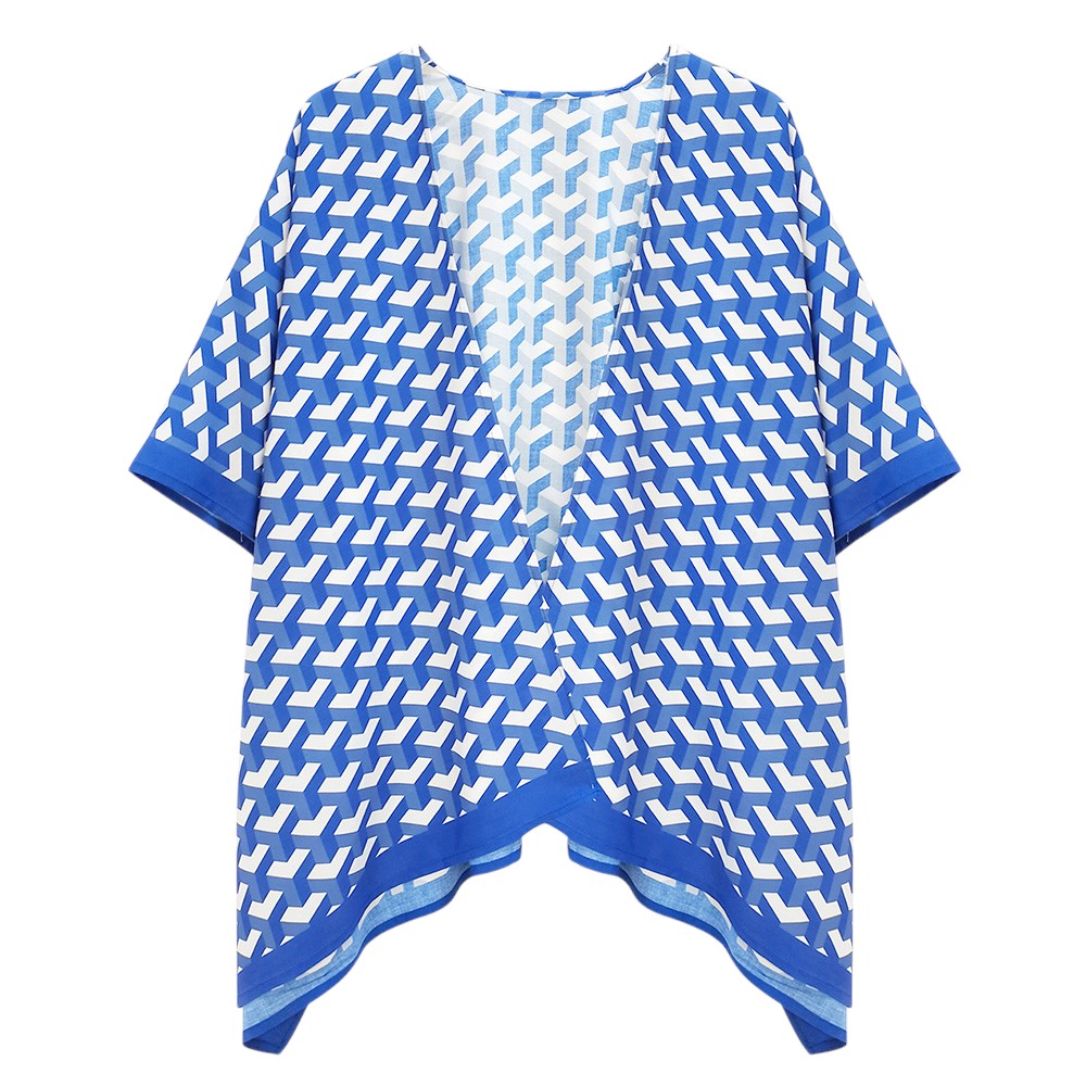 Geometric Pattern Print Ruana Poncho