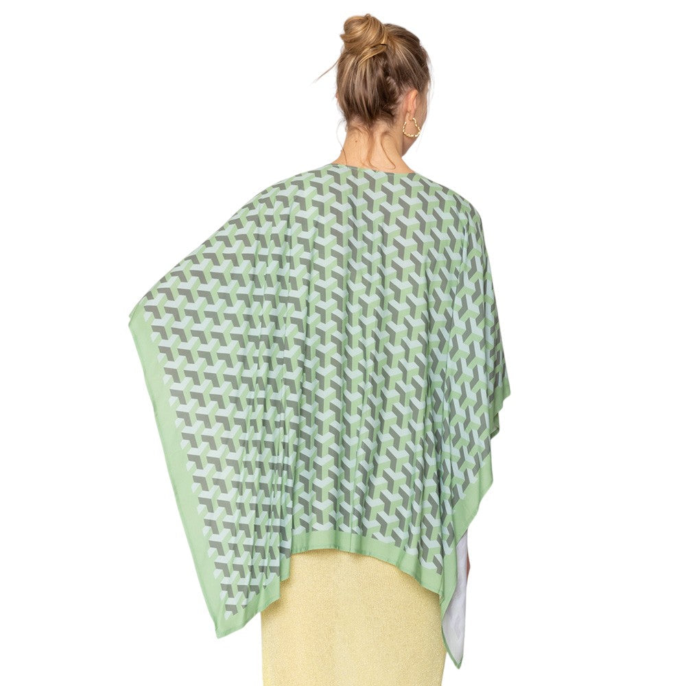 Geometric Pattern Print Ruana Poncho