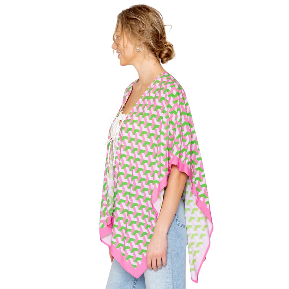 Geometric Pattern Print Ruana Poncho
