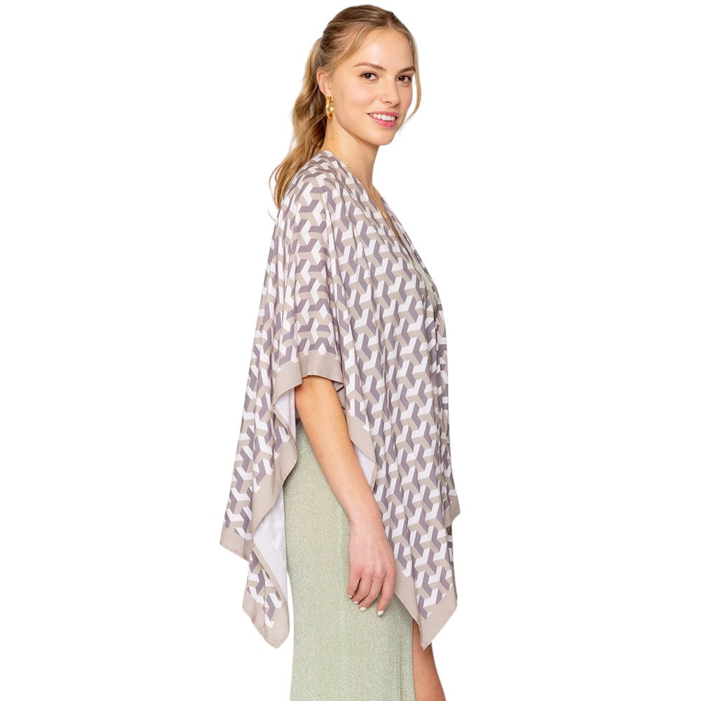 Geometric Pattern Print Ruana Poncho