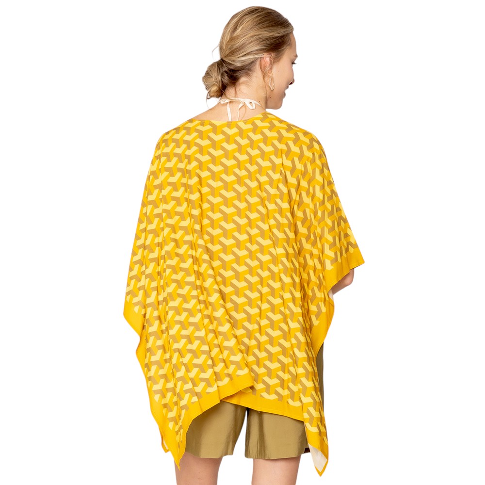 Geometric Pattern Print Ruana Poncho