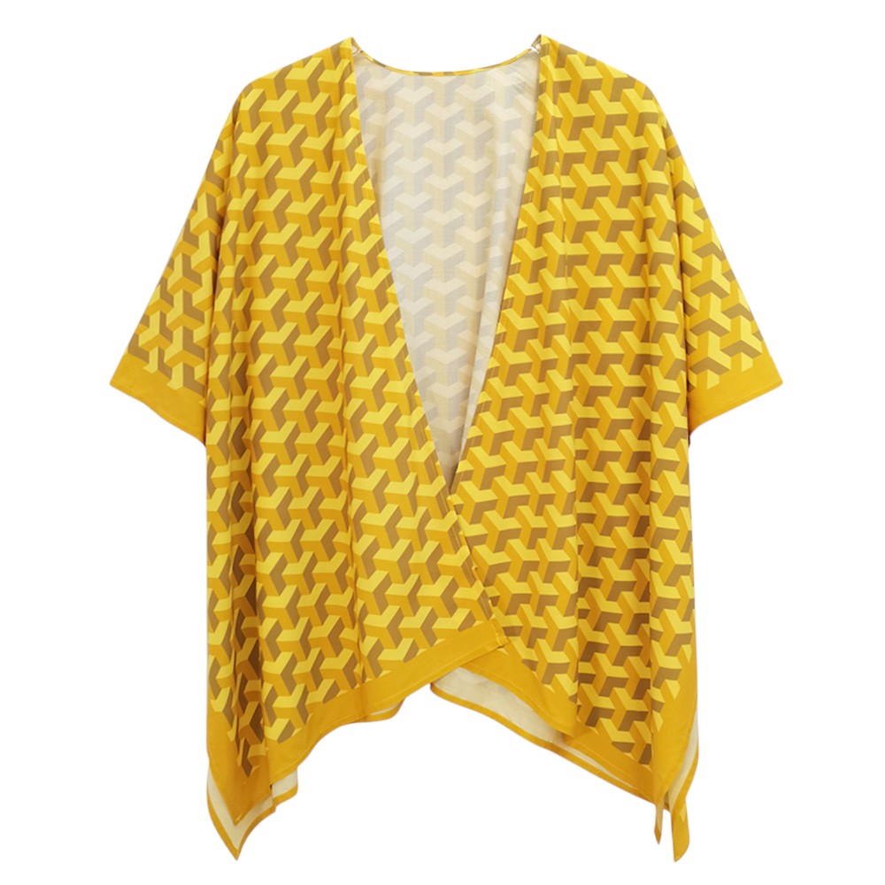 Geometric Pattern Print Ruana Poncho