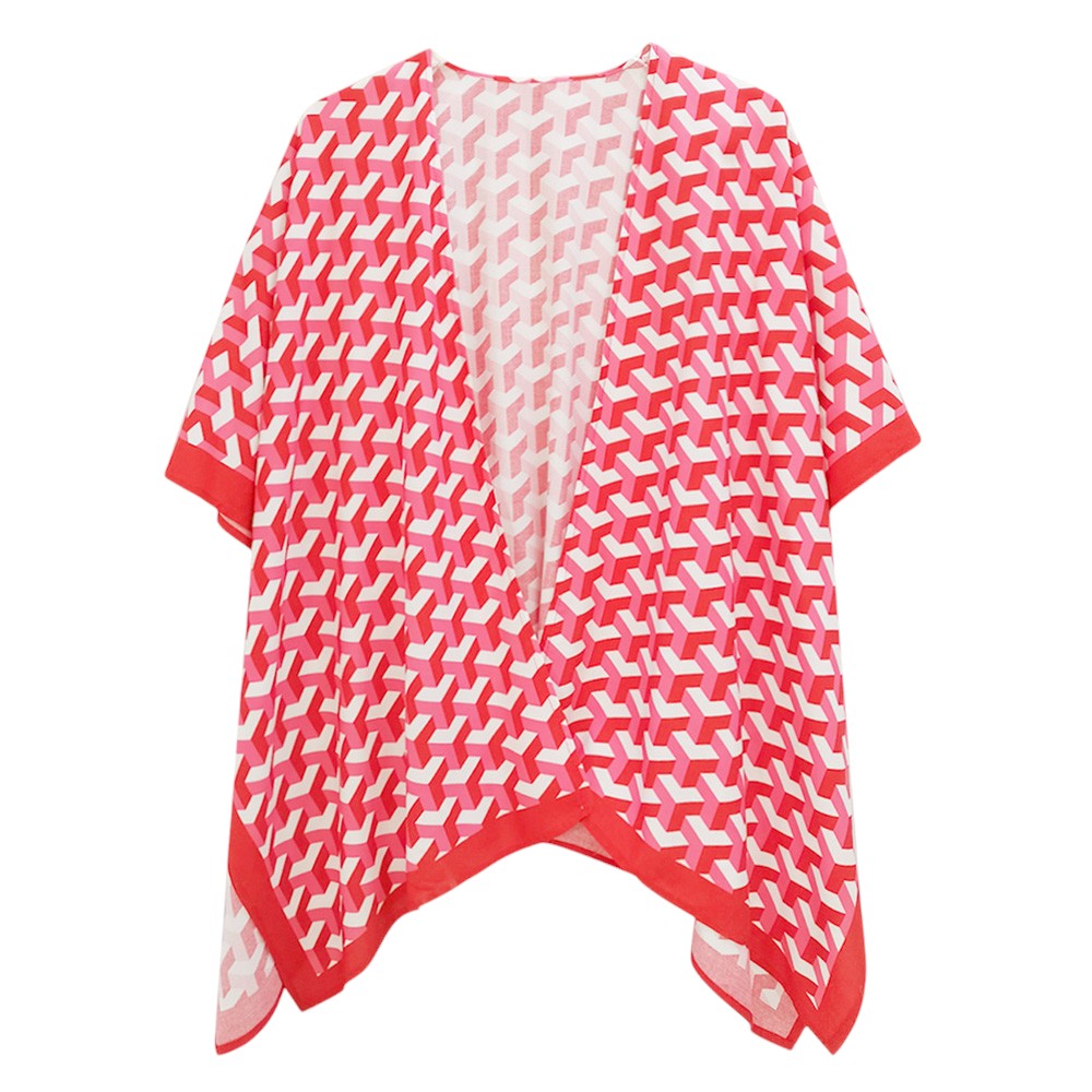 Geometric Pattern Print Ruana Poncho