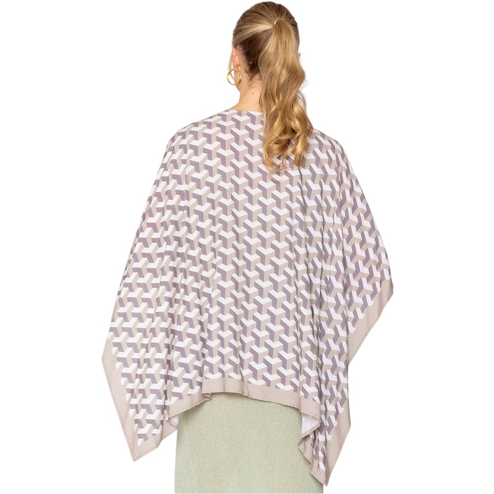 Geometric Pattern Print Ruana Poncho