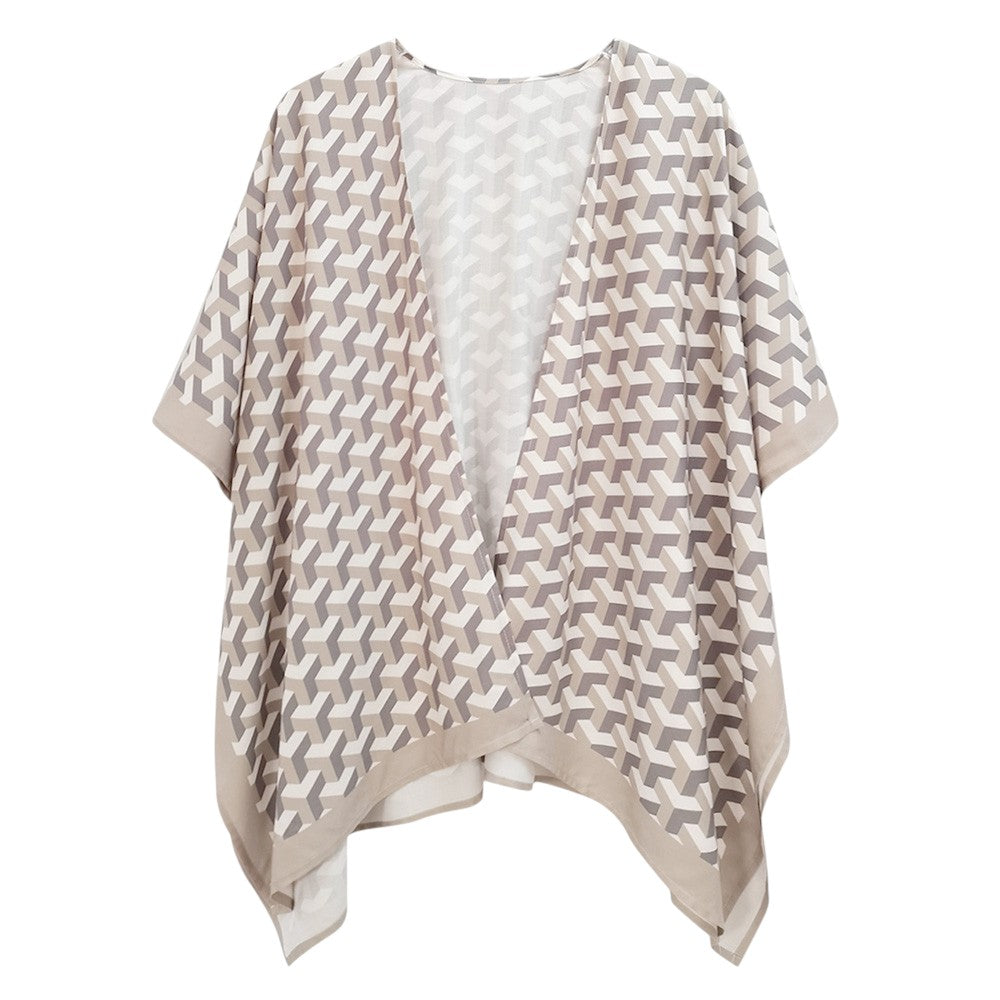 Geometric Pattern Print Ruana Poncho