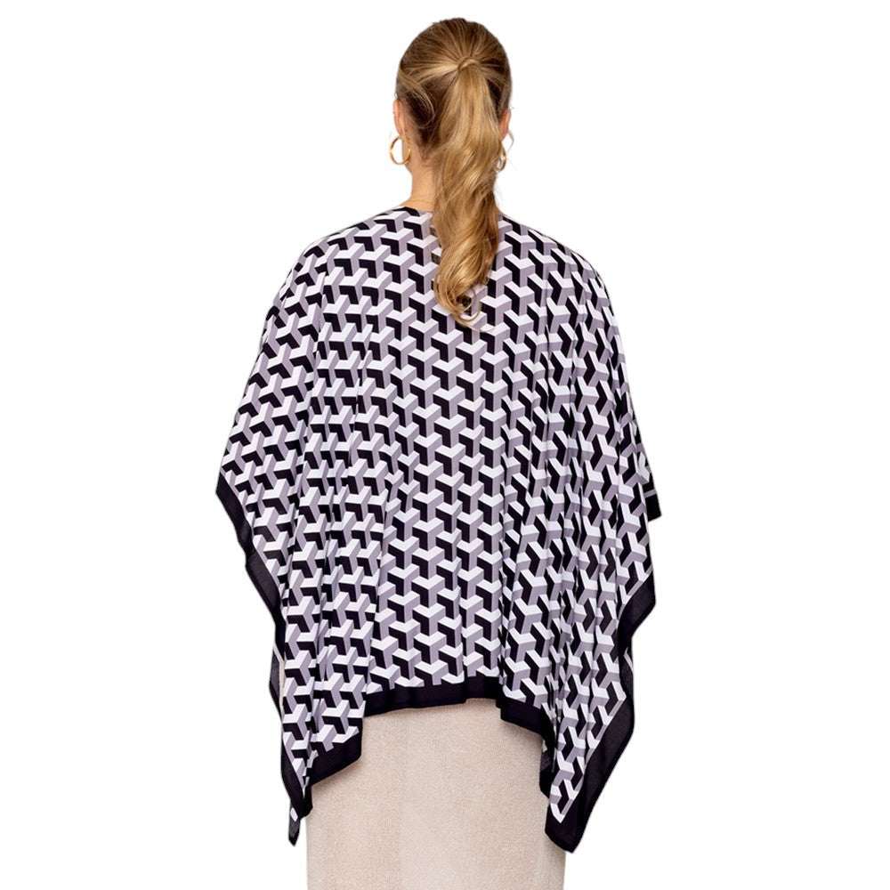 Geometric Pattern Print Ruana Poncho