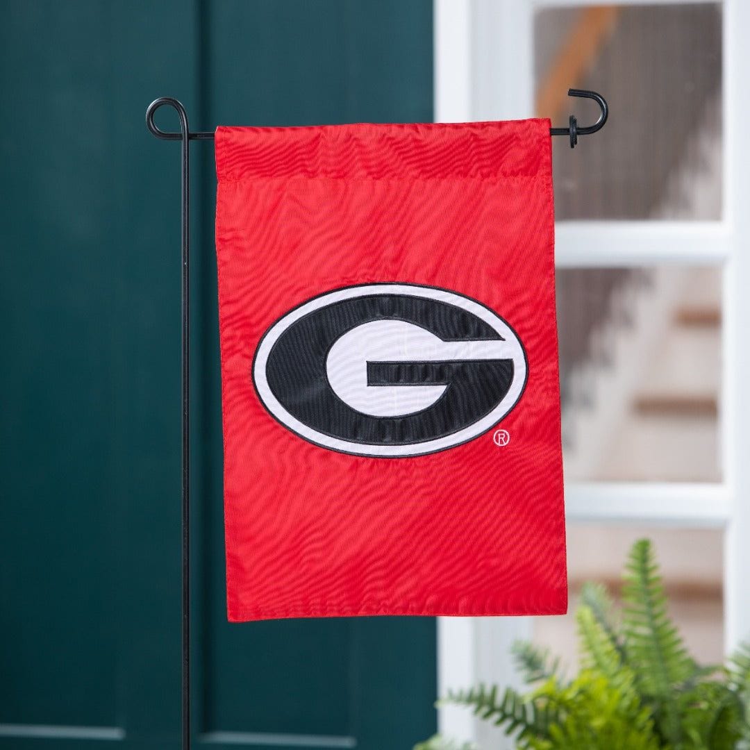 Georgia Bulldogs Red Garden Flag 2 Sided Applique Logo