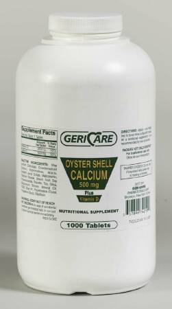 Joint Health Supplement Geri-Care® Calcium / Vitamin D 500 mg - 200 IU Strength Tablet 1,000 per Bottle - 742-10-GCP