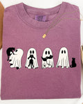 Ghost Cats Halloween Witch Skeleton Trick Or Treat Adorable Vintage Cartoon Style Comfort Colors Tee