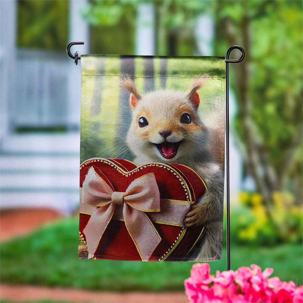 Gifting Squirrel 2 Sided Garden Flag