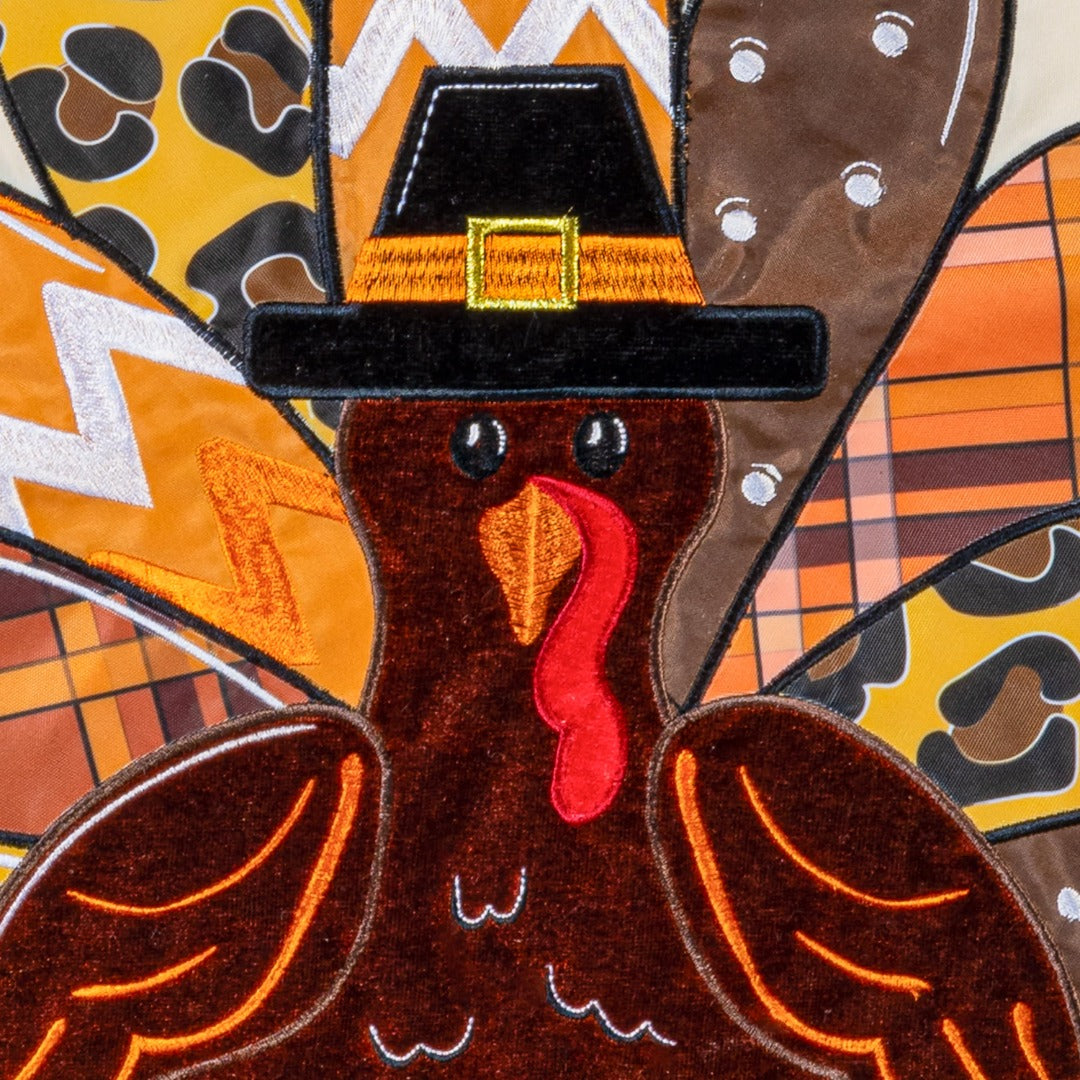 Give Thanks Patterned Turkey 2 Sided Garden Flag