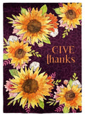 Give Thanks Sunflowers Garden Flag 2 Sided Textured