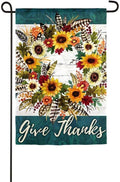 Give Thanks Wreath Garden Flag 2 Sided Thanksgiving