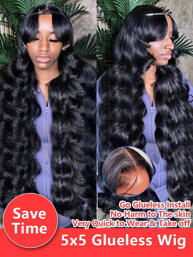 Glueless Wig Human Hair Body Wave Lace Frontal.