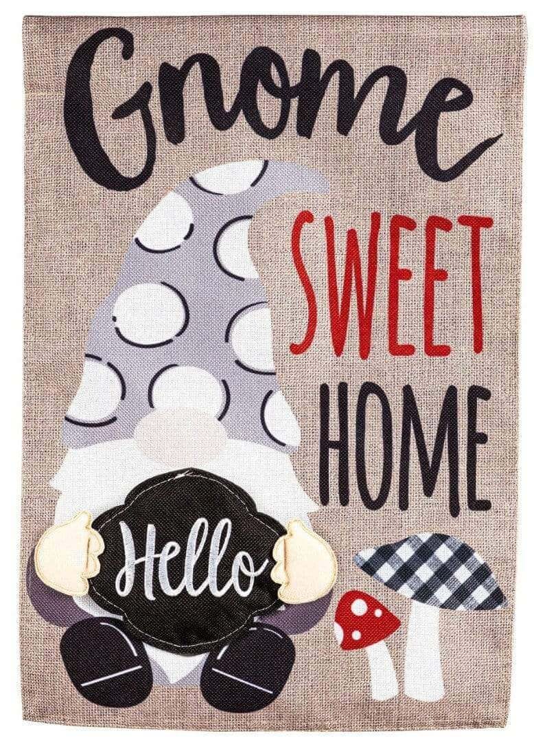 Gnome Interchangeable Garden Flag 2 Sided Burlap