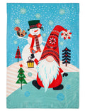Gnome Snowman Garden Flag 2 Sided Applique