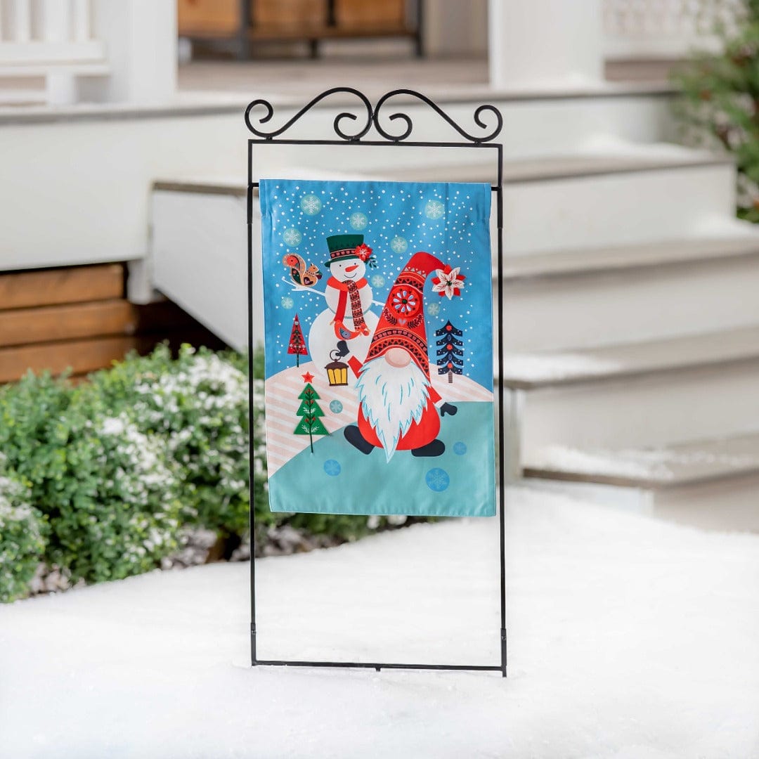Gnome Snowman Garden Flag 2 Sided Applique