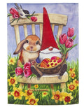 Gnome and Rabbit Easter Garden Flag 2 Sided Spring