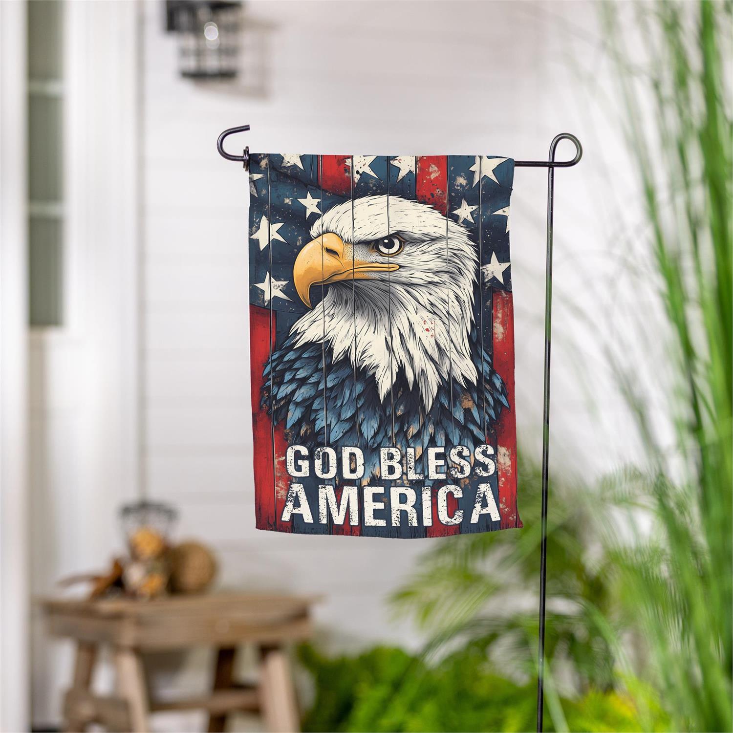 God Bless America Eagle 2 Sided Garden Flag