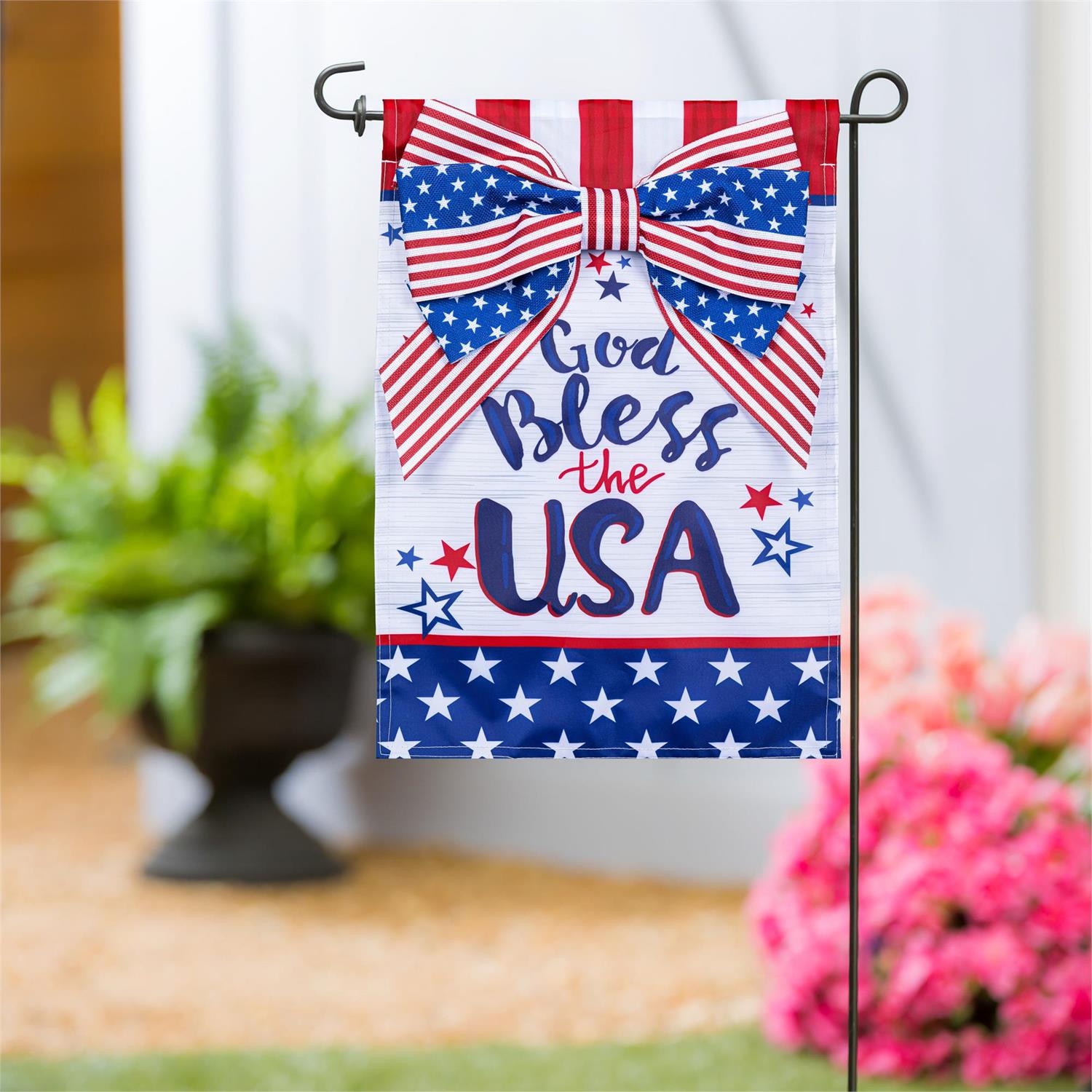 God Bless The USA Bow 2 Sided Garden Flag